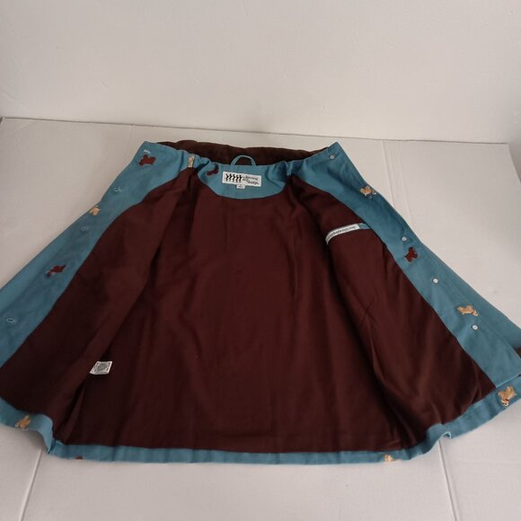 Dancing Dog Designs Blue Barn Coat Brown Corduroy Collar Cuffs Women's S - Picture 7 of 16